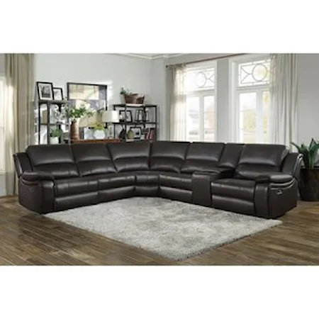 Casual 6-Piece Sectional with Power Reclining and USB Ports
